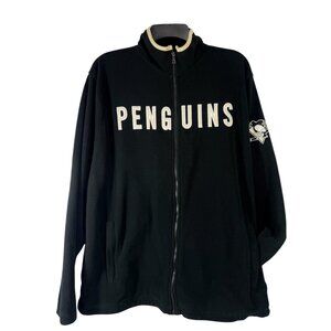 Pittsburgh Penguins Old Time Hockey Black Fleece Full Zip Jacket Large Embroider